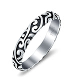 Filigree Ring Oxidized Band Solid 925 Sterling Silver Thumb Ring (3.7mm)