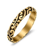 Filigree Ring Oxidized Band Solid 925 Sterling Silver Thumb Ring (3.7mm)