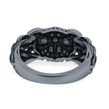 Owl Ring Oxidized Band Solid 925 Sterling Silver Thumb Ring (10.5mm)
