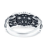 Owl Ring Oxidized Band Solid 925 Sterling Silver Thumb Ring (10.5mm)