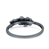 Flowers Ring Oxidized Band Solid 925 Sterling Silver Thumb Ring (5mm)