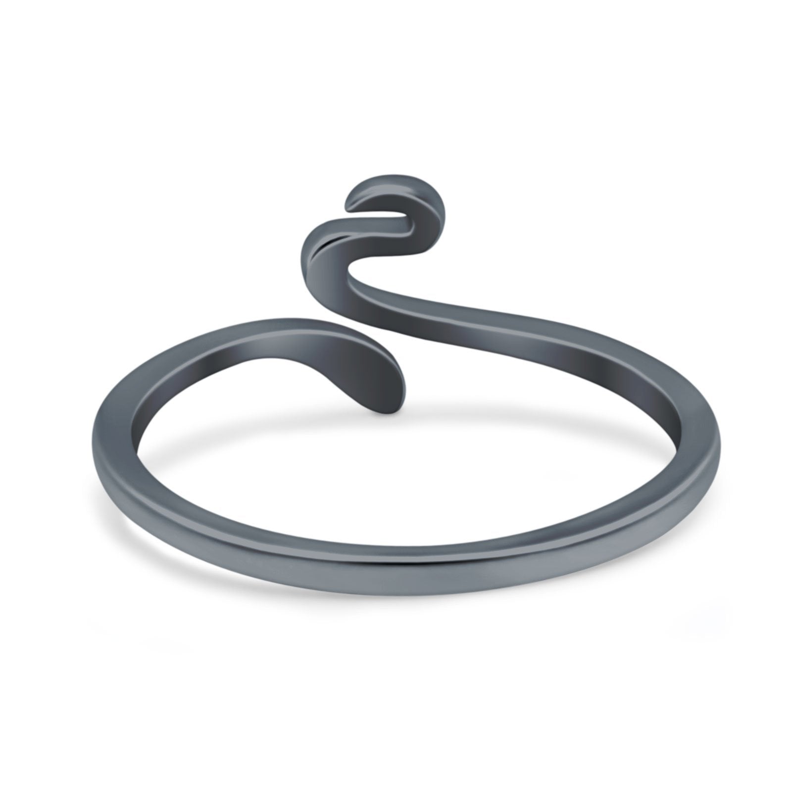Snake Band Oxidized Ring Solid 925 Sterling Silver (9mm)