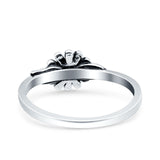 Daisy Band Oxidized Ring Solid 925 Sterling Silver (7mm)