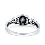 Bali Style Ring Oxidized Band Solid 925 Sterling Silver Thumb Ring (6.8mm)