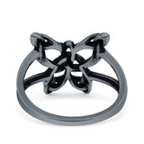 Celtic Butterfly Ring Oxidized Band Solid 925 Sterling Silver Thumb Ring (13.5mm)
