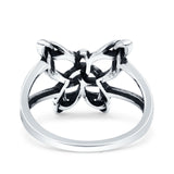 Celtic Butterfly Ring Oxidized Band Solid 925 Sterling Silver Thumb Ring (13.5mm)
