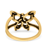 Celtic Butterfly Ring Oxidized Band Solid 925 Sterling Silver Thumb Ring (13.5mm)