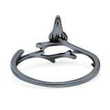 Bird Ring Oxidized Band Solid 925 Sterling Silver Thumb Ring (12mm)