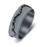Mountains Ring Oxidized Band Solid 925 Sterling Silver Thumb Ring (6mm)