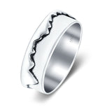 Mountains Ring Oxidized Band Solid 925 Sterling Silver Thumb Ring (6mm)