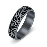 Branches Ring Oxidized Band Solid 925 Sterling Silver Thumb Ring (6mm)
