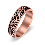 Branches Ring Oxidized Band Solid 925 Sterling Silver Thumb Ring (6mm)