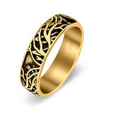 Branches Ring Oxidized Band Solid 925 Sterling Silver Thumb Ring (6mm)