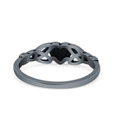 Heart Celtic Ring Oxidized Band Solid 925 Sterling Silver Thumb Ring (5mm)