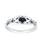 Heart Celtic Ring Oxidized Band Solid 925 Sterling Silver Thumb Ring (5mm)