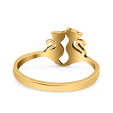 Cats Ring Oxidized Band Solid 925 Sterling Silver Thumb Ring (10mm)