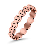 Happy Face Ring Oxidized Band Solid 925 Sterling Silver Thumb Ring (4mm)
