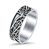 Tree Branches Ring Oxidized Band Solid 925 Sterling Silver Thumb Ring (7mm)
