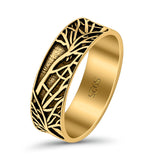 Tree Branches Ring Oxidized Band Solid 925 Sterling Silver Thumb Ring (7mm)