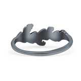 Leaves Ring Oxidized Band Solid 925 Sterling Silver Thumb Ring (8mm)
