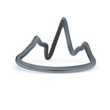 Heartbeat Ring Oxidized Band Solid 925 Sterling Silver Thumb Ring (11mm)