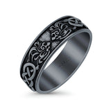 Celtic Ring Oxidized Band Solid 925 Sterling Silver Thumb Ring (7mm)