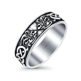 Celtic Ring Oxidized Band Solid 925 Sterling Silver Thumb Ring (7mm)