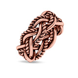 Weave Ring Oxidized Band Solid 925 Sterling Silver Thumb Ring (8mm)