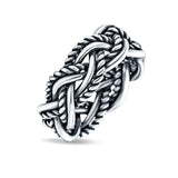 Weave Ring Oxidized Band Solid 925 Sterling Silver Thumb Ring (8mm)