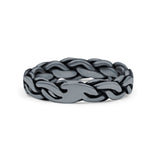 Puzzle Braided Ring Oxidized Band Solid 925 Sterling Silver Thumb Ring (5mm)
