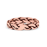 Puzzle Braided Ring Oxidized Band Solid 925 Sterling Silver Thumb Ring (5mm)