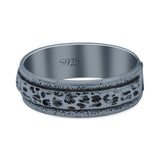 Celestial Oxidized Design Moon Engraved Beautiful Band Solid 925 Sterling Silver Thumb Ring (5.8mm)