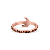 Crescent Moon Ring Oxidized Band Solid 925 Sterling Silver Thumb Ring (8mm)
