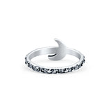 Crescent Moon Ring Oxidized Band Solid 925 Sterling Silver Thumb Ring (8mm)
