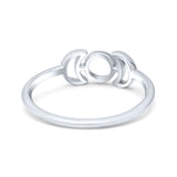 Attractive Crescent Double Moon Phases Triple Goddess New Fashionable Oxidized Ring Band Solid 925 Sterling Silver Thumb Ring (5.9mm)