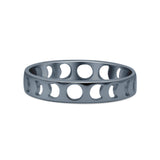 Iconic Celestial Moon Phases Cut Out And Lunar Cycle Stylish Oxidized Band Thumb Ring (3.9mm)