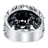 Lion Head Ring Oxidized Band Solid 925 Sterling Silver (16.5mm)