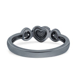Heart Oxidized Plain Smiley Face Ring Solid 925 Sterling Silver (6mm)