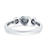 Heart Oxidized Plain Smiley Face Ring Solid 925 Sterling Silver (6mm)