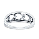 Sideways Heart Band Promise Ring Oxidized Solid 925 Sterling Silver (8mm)