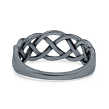 Infinity Braided Oxidized Band Ring Solid 925 Sterling Silver(8mm)