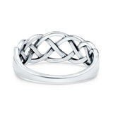 Infinity Braided Oxidized Band Ring Solid 925 Sterling Silver(8mm)