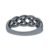 Braided Oxidized Infinity Weave Celtic Band Ring Solid 925 Sterling Silver (7mm)