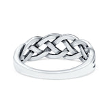 Braided Oxidized Infinity Weave Celtic Band Ring Solid 925 Sterling Silver (7mm)