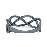 Oxidized Infinity Weave Celtic Band Ring Solid 925 Sterling Silver (7mm)