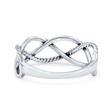 Oxidized Infinity Weave Celtic Band Ring Solid 925 Sterling Silver (7mm)