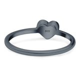 Heart Ring Oxidized Band Solid 925 Sterling Silver Thumb Ring (6mm)