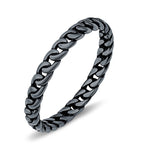 Chain Ring Oxidized Band Solid 925 Sterling Silver Thumb Ring (2.5mm)