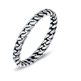 Chain Ring Oxidized Band Solid 925 Sterling Silver Thumb Ring (2.5mm)