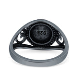 Oxidized Ring Band Solid 925 Sterling Silver Thumb Ring (11.5mm)
